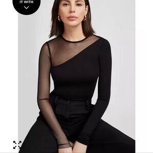 Marcella NYC Milo Black Mesh Jersey Top Size XS